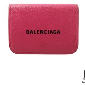 Balenciaga Cash Mini Trifold Wallet in Fuchsia calfskin Leather